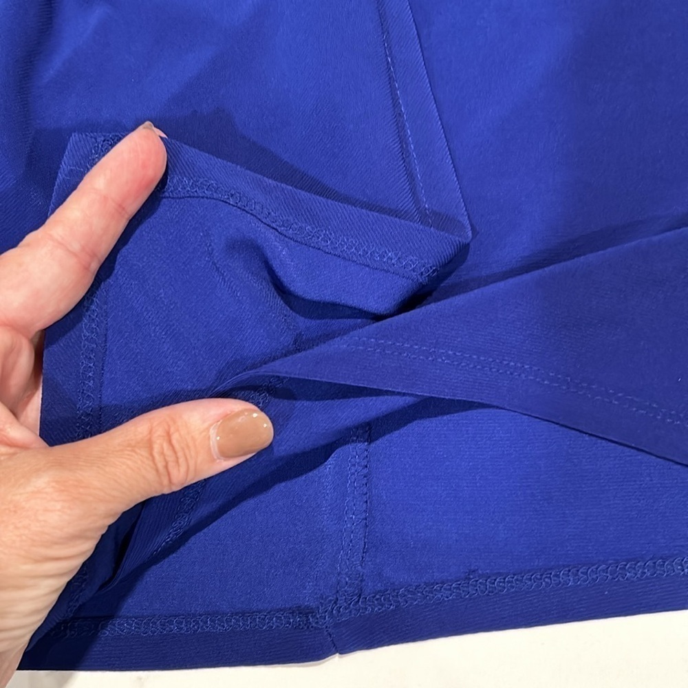 Lauren by Ralph Lauren Faux Wrap Midi Ruching Blue Round Neck 3/4 Sleeves Size 4 - Picture 9 of 13